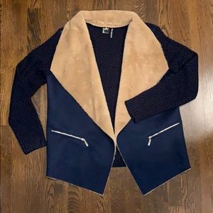 Love Token Faux Fur wise Collar Knit Jacket Coat